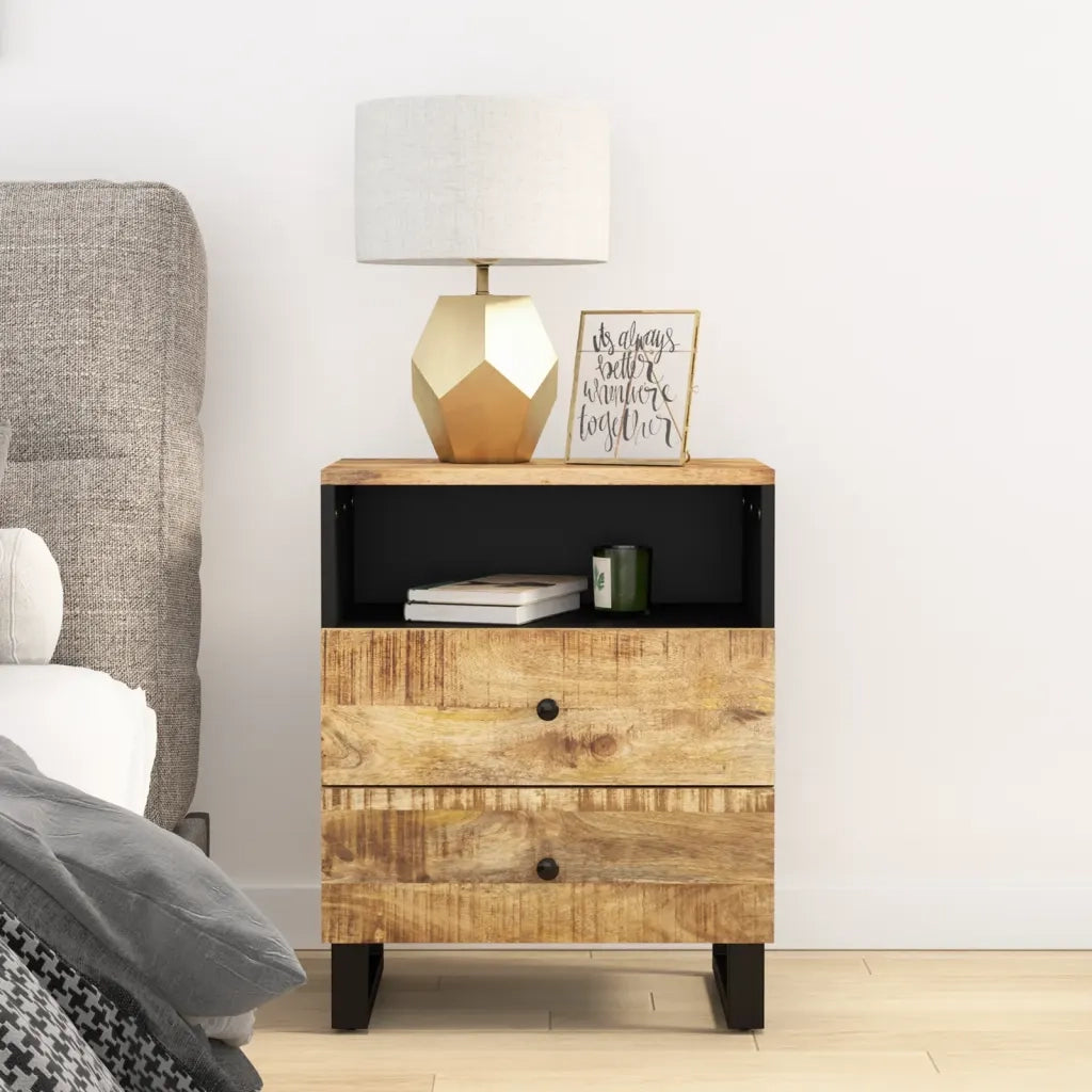 Comodino 50x33x62cm Legno Massello di Mango e Legno Multistrato cod mxl 30301