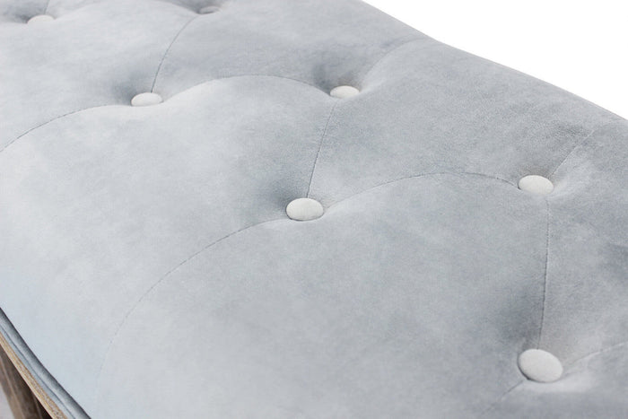 Panca Margi in Velluto Grigio 125x45x48 h cm in Legno Grigio
