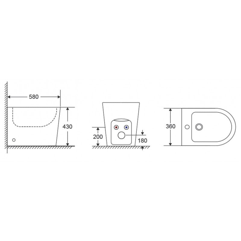 ZINA bidet da appoggio 58x36x43 cm