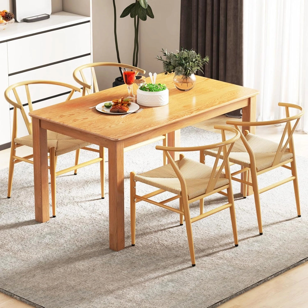 Set di 2 sedie da pranzo impilabili, da cucina, da soggiorno, con schienale e ampia seduta in rattan, portata 150 kg, con gambe in metallo, set di sedie 54 x 59 x 73 cm