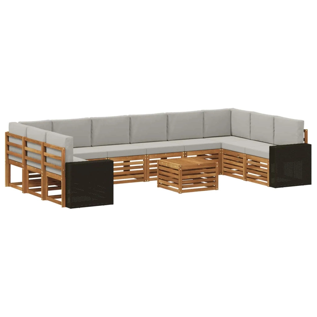 Set di divani da esterno 11 pcs Naturale e Grigio Chiaro 3384932