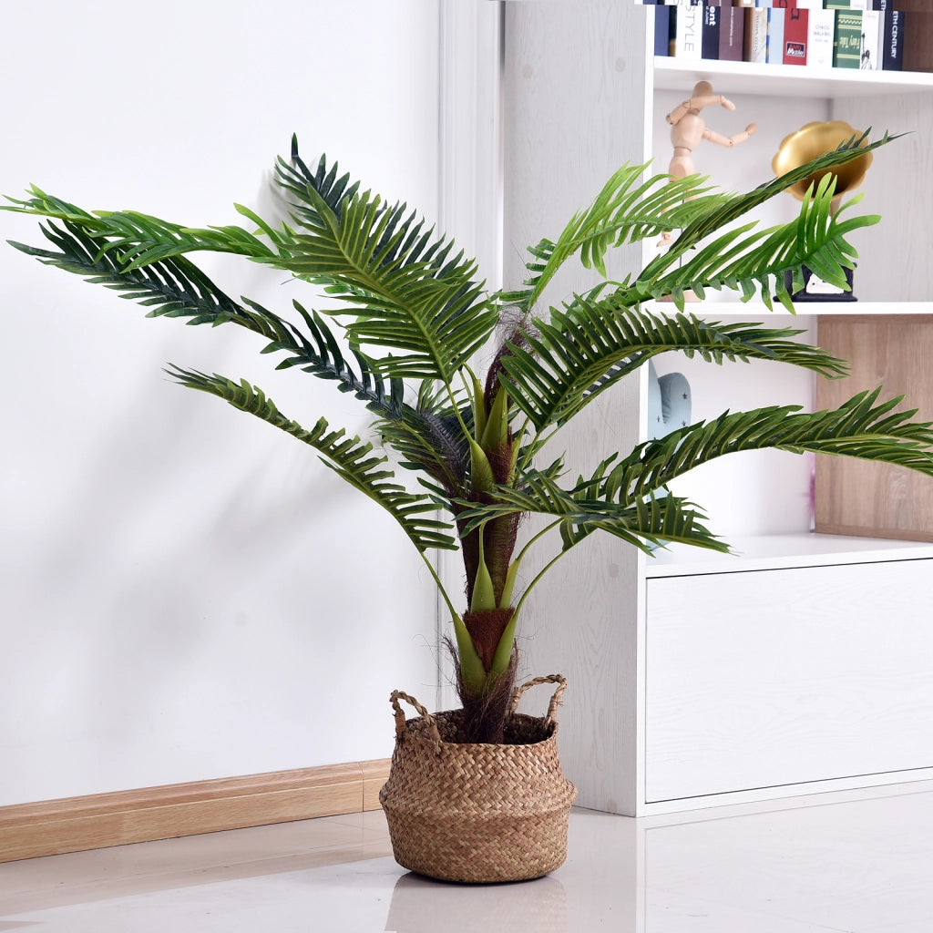Pianta Artificiale Palma Cycas Alta 123cm per Interno ed Esterno con Vaso Incluso