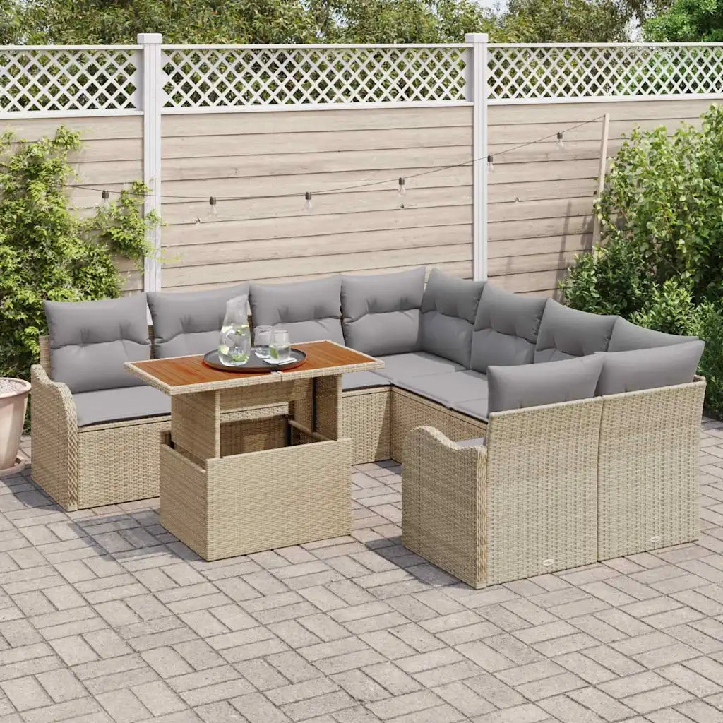 Set Divano da Giardino con cuscino 7 pcs beige e grigio chiaro 3349440
