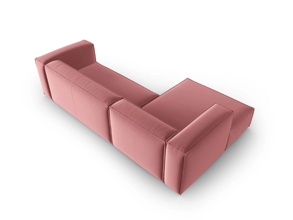Cosmopolitan Design - Divano angolare sinistro "Mackay" 4 posti in velluto salmone 
