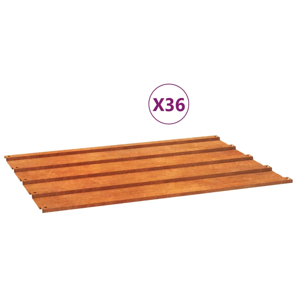 vidaXL Pannelli per Tetti 36 pz Ruggine 60x44 cm in Acciaio Corten