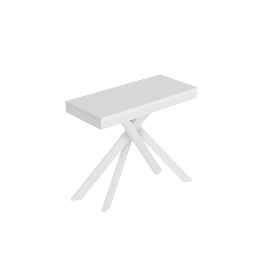 Consolle allungabile 90x40/196 cm Sakuro Small Evolution Bianco Frassino gambe bianche