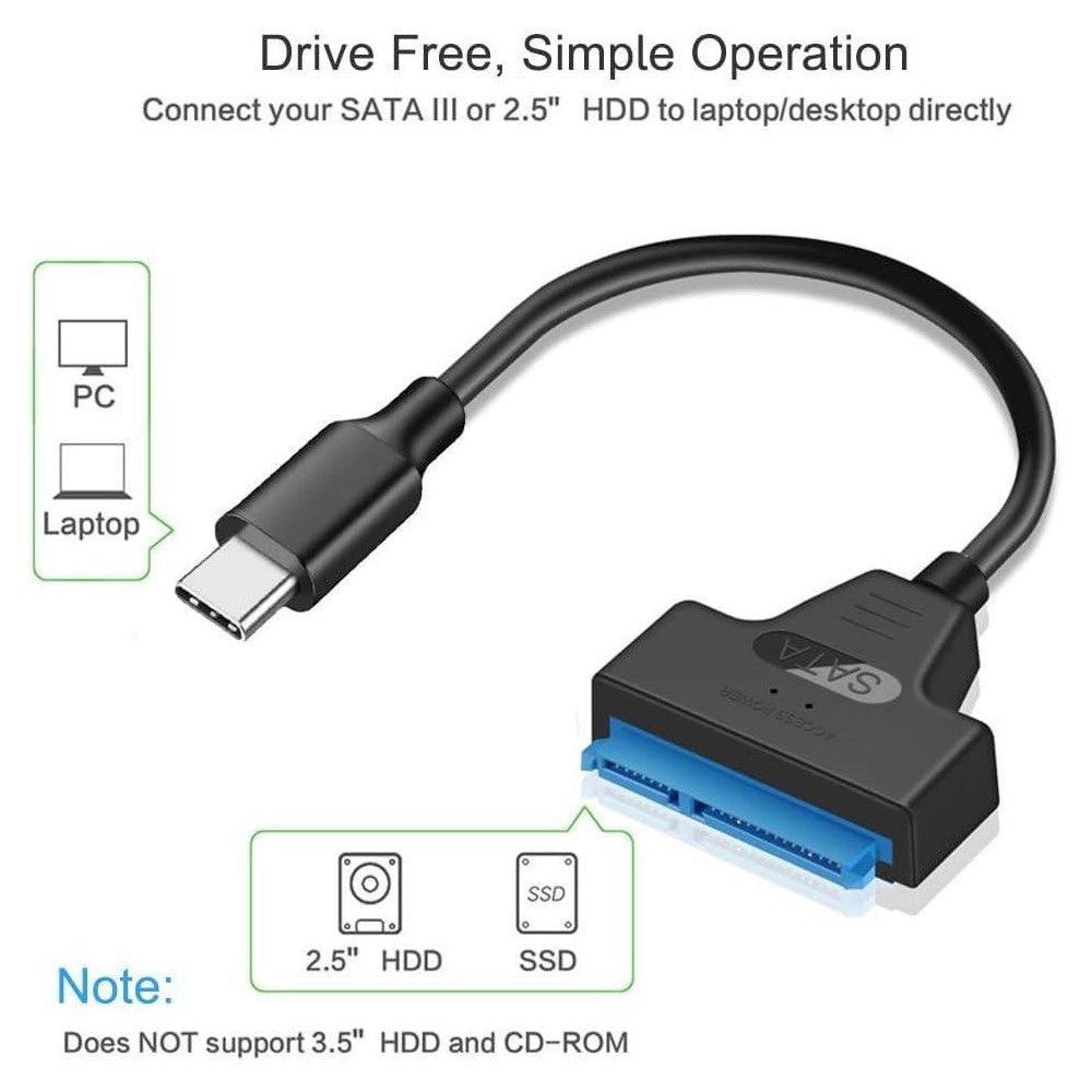 Trade Shop - Cavo Convertitore Sata Type-c 20cm Adattatore Ssd/hdd Hard Disk Maxtech Sa-tc01 -