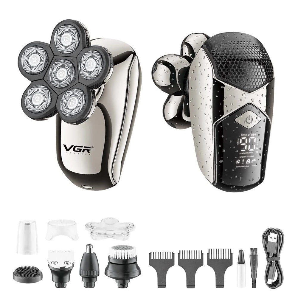 Trade Shop - Tagliacapelli Professionale Vgr V-320 – Rasoio 5in1 Rotary Shaver Barber Led -