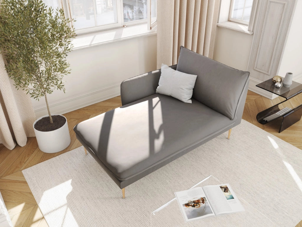 Cosmopolitan Design - Chaise longue sinistra "Vienna" in velluto grigio chiaro 
