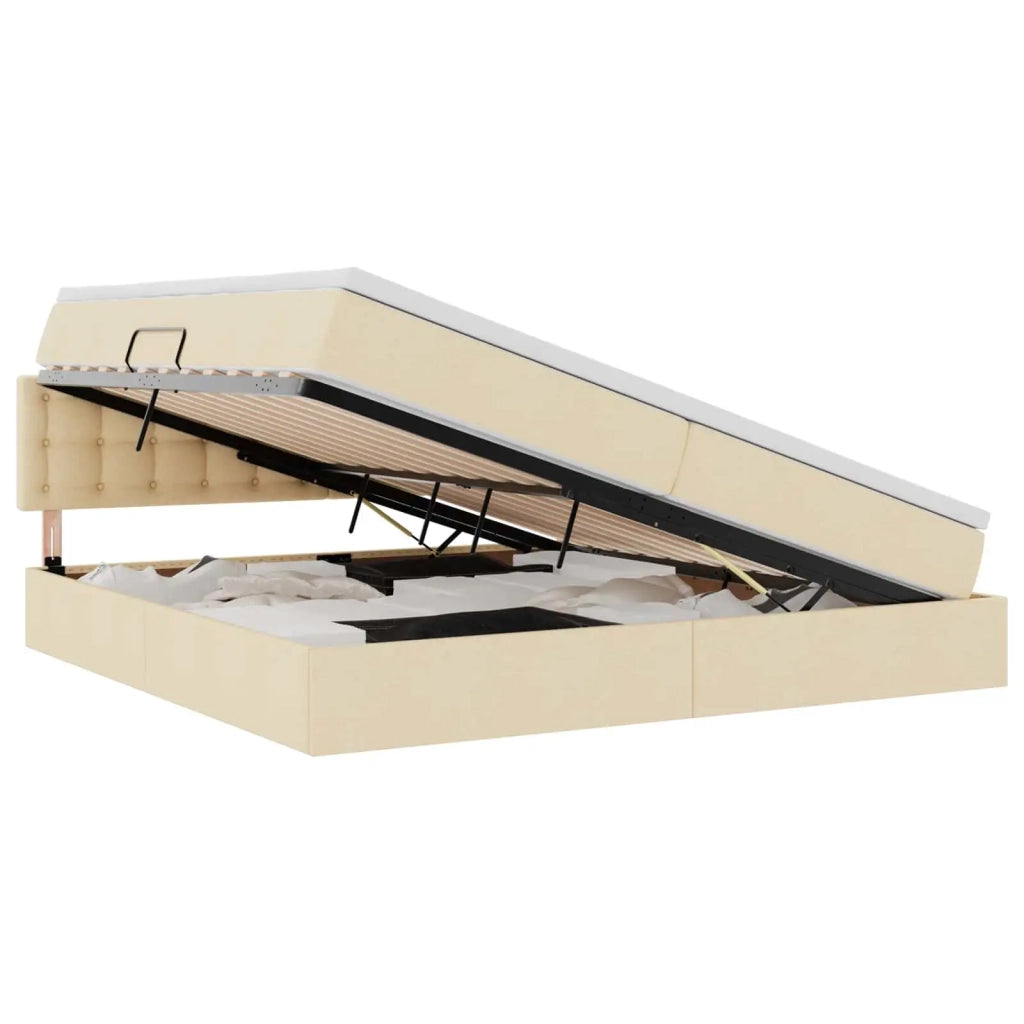 Letto con contenitore e materasso Crema 200 x 200 cm 3370660