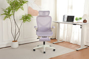 Sedia da ufficio ergonomica pieghevole ¨C Zephmum ¨C Viola, rete, con braccioli regolabili