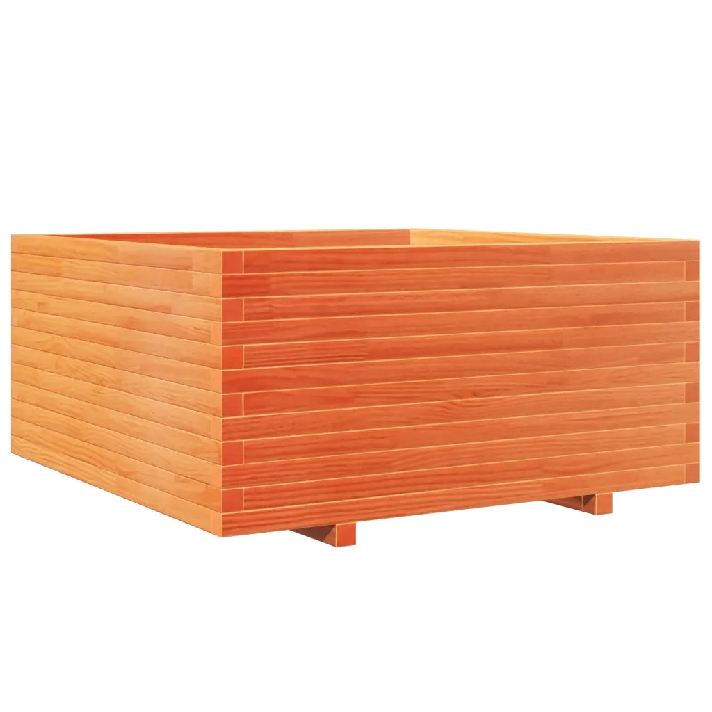 Fioriera Giardino-Vaso da Esterno-Contenitore per Piante Marrone Cera 100x100x49,5 Legno Massello Pino