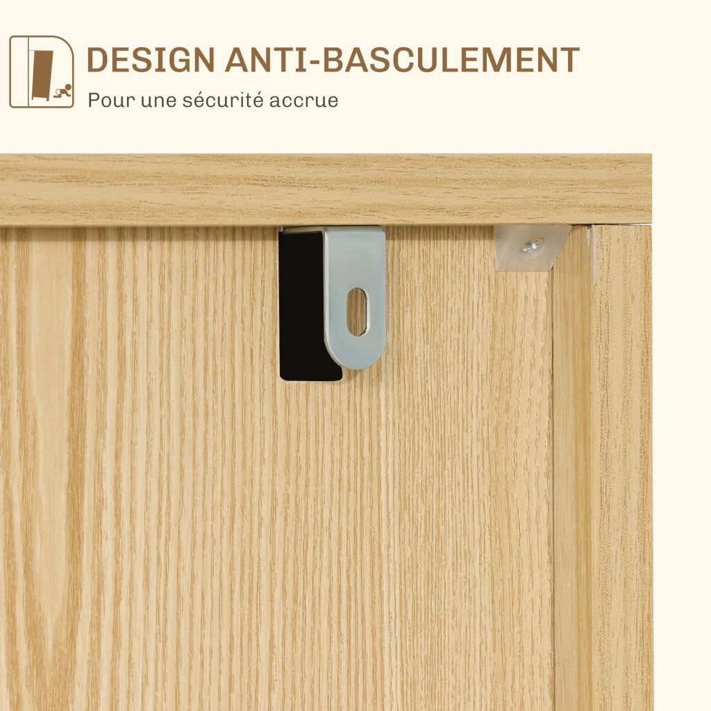 Credenza con ante e cassetti ¨C Zephmum ¨C Legno naturale 91.5x35x77.4 cm