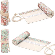 Set di 2 etui in tela, etui con 36 fori, 20 cm etui in tela, set di etui per matite a olio, matite a olio in tela.