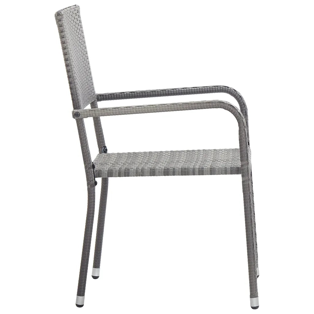 Sedie da Pranzo da Giardino 6pz Impilabili Grigie in Polyrattan 318703