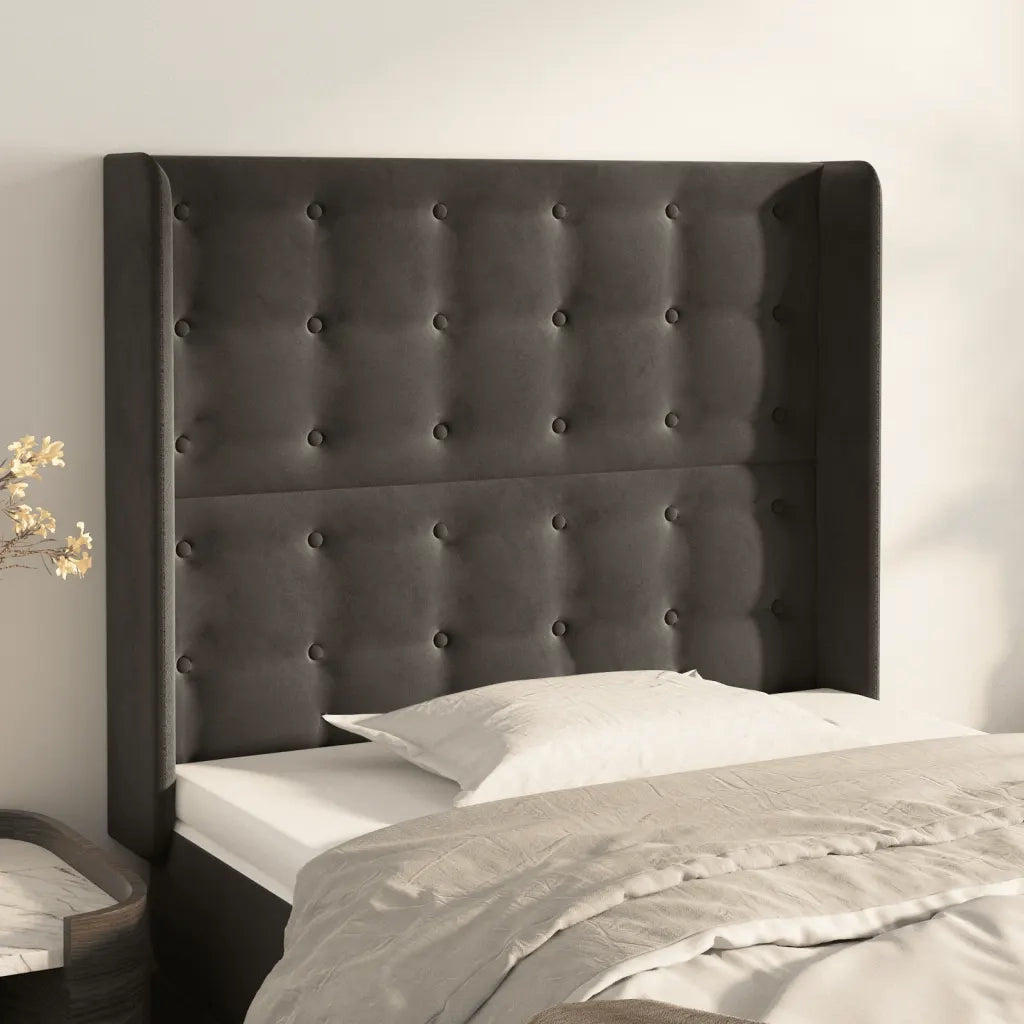 Testiera ad Orecchio-Testata con Orecchie GrigioScuro 103x16x118/128cm in Velluto 775248