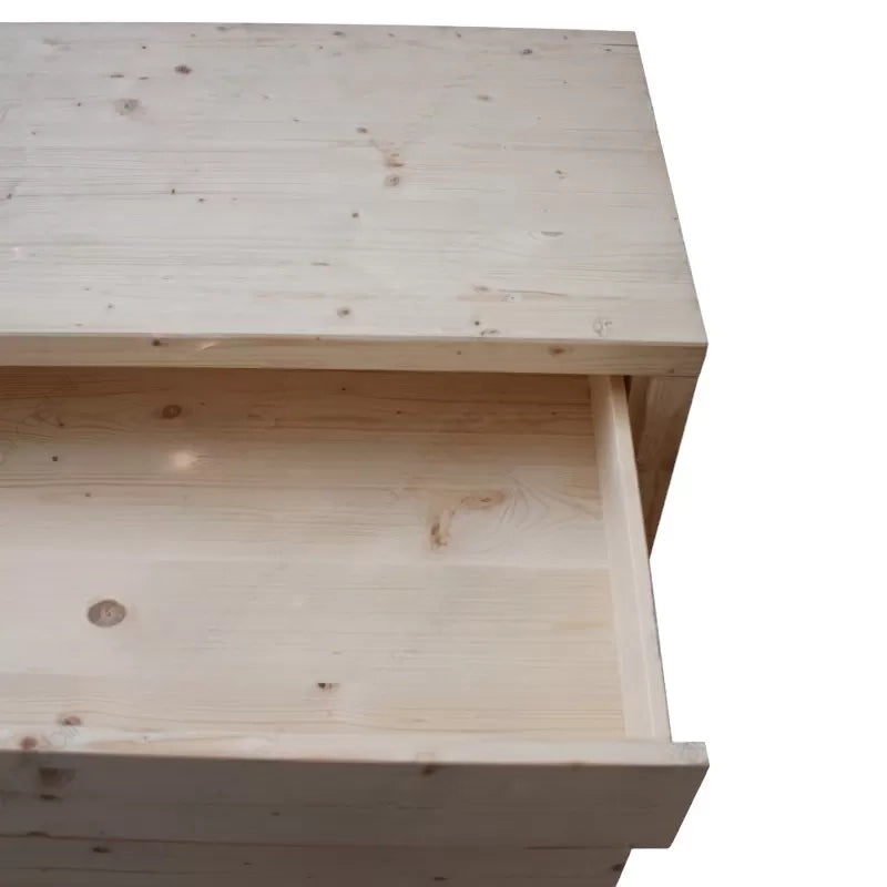 cassettiera classica 4 cassetti legno massello abete grezzo 120x55x80 (3303) - Mobili 2G