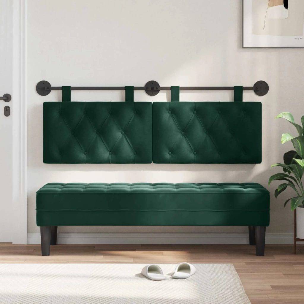 Testiera | Testata sospesa Con luce LED Verde Scuro Velluto