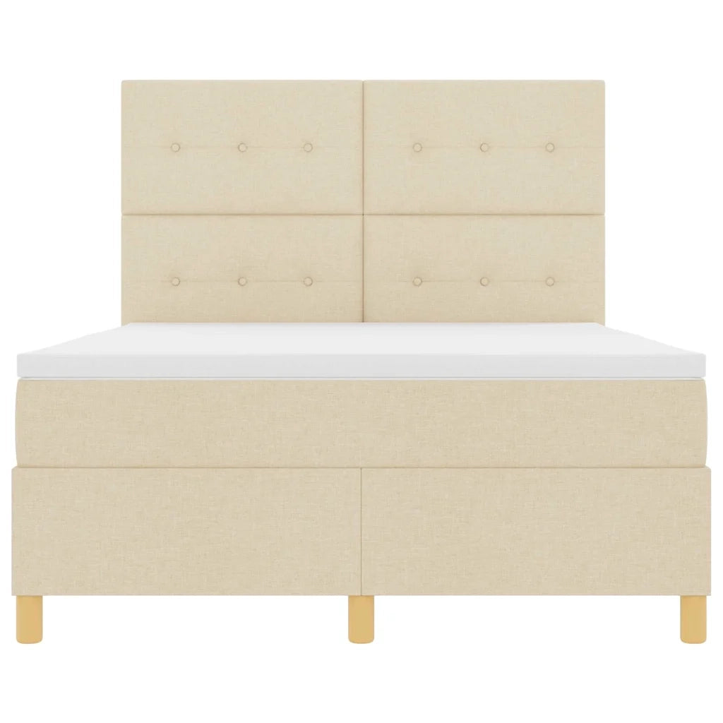 Letto a Sorgente LED con materasso Crema 140 x 200 cm Tessuto 3343108