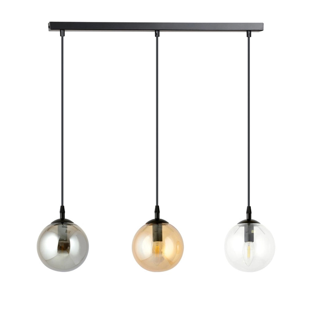 Lampada a sospensione Cosmo in acciaio e vetro colorato