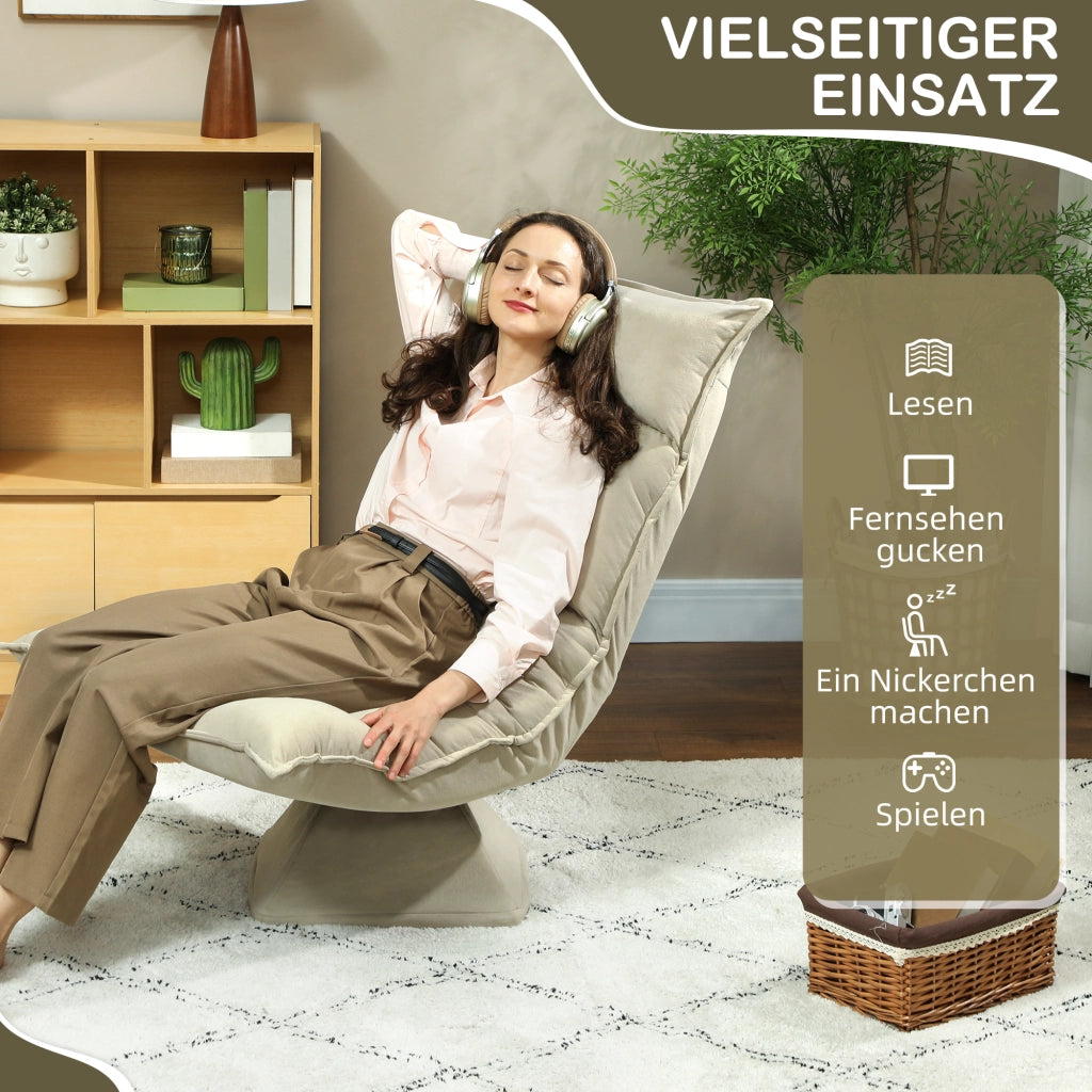Poltrona girevole reclinabile con schienale regolabile ¨C Zephmum ¨C Beige 80x80x100 cm