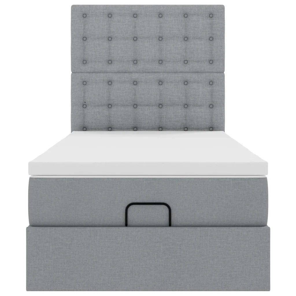 Pouf Letto con Materasso e LED Grigio Chiaro 90x200 cm Tessuto