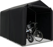 Capanno da Giardino 218 X 160 X 164 CM, Tenda Garage per Bici Moto Attrezzi, con Copertura en PE Impermeabile, Porta con Cerniera, Telaio in Metallo, Picchetti, per Esterno (Grigio Scuro)