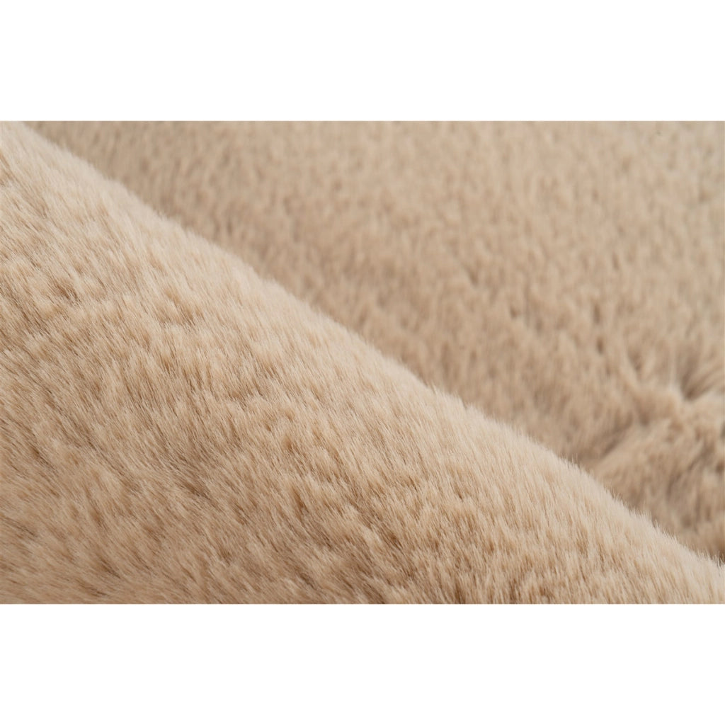 Tappeto da bagno Rabbit Beige in pelliccia sintetica