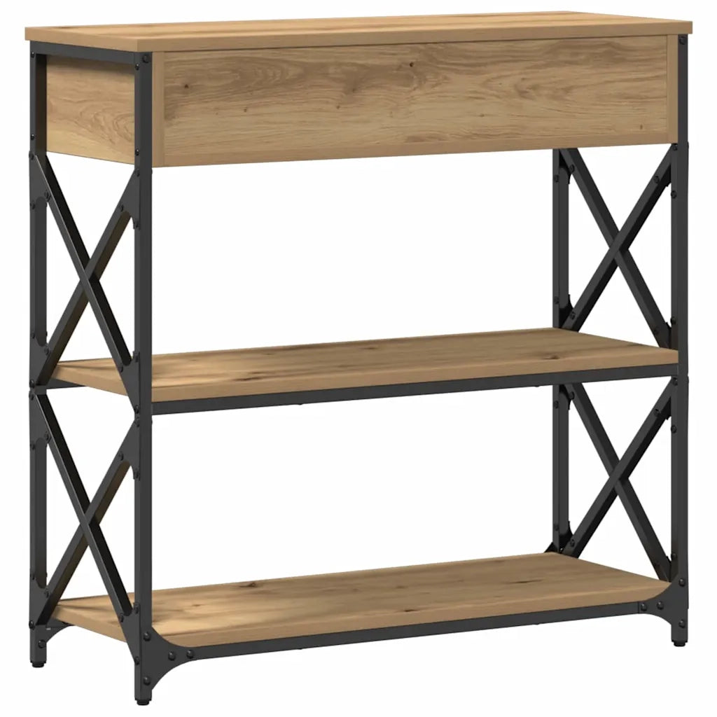 Tavolo Consolle con cassetto rovere artigianale 75 x 28 x 75 cm 863536