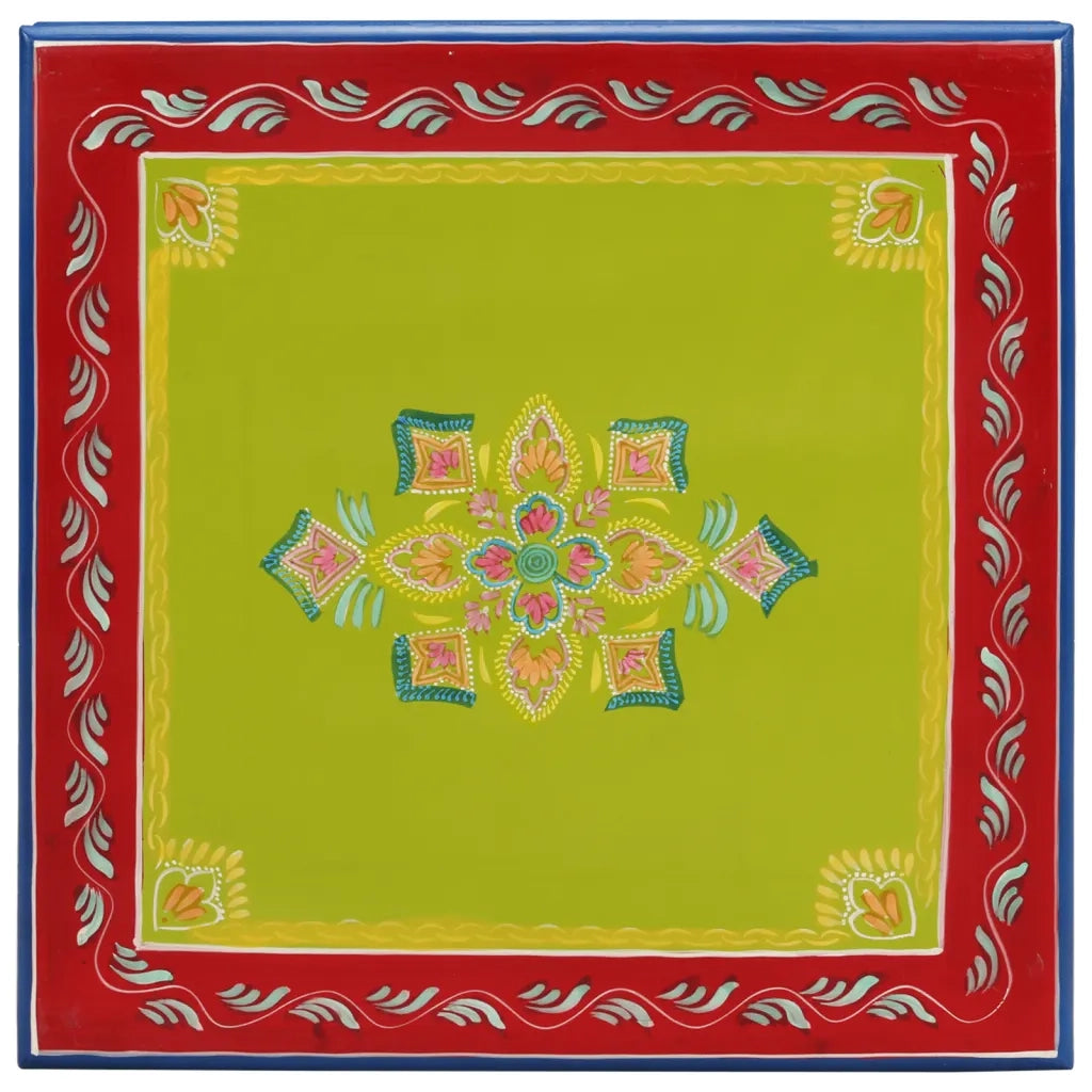 Tavolino Salotto Verde Dipinto a Mano Legno Massello di Mango 353764