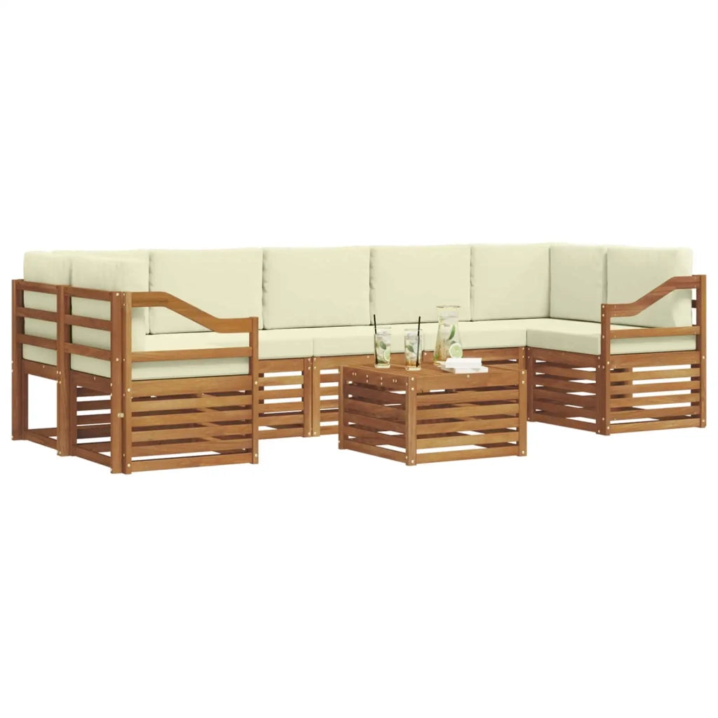 Set di divani da esterno con cuscino 8 pcs Naturale e Crema