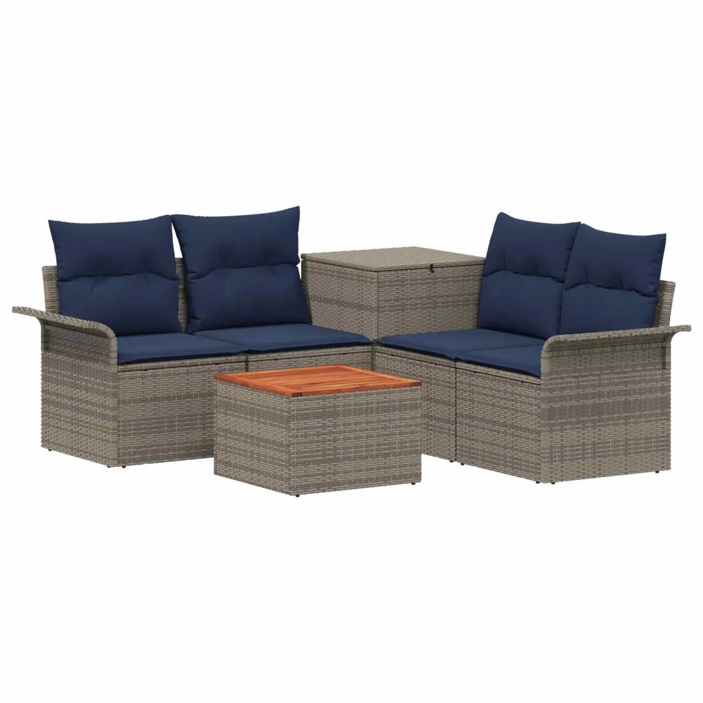 Set di divani 6 pz 4-Numero di posti Grigio e Blu Navy 3447087