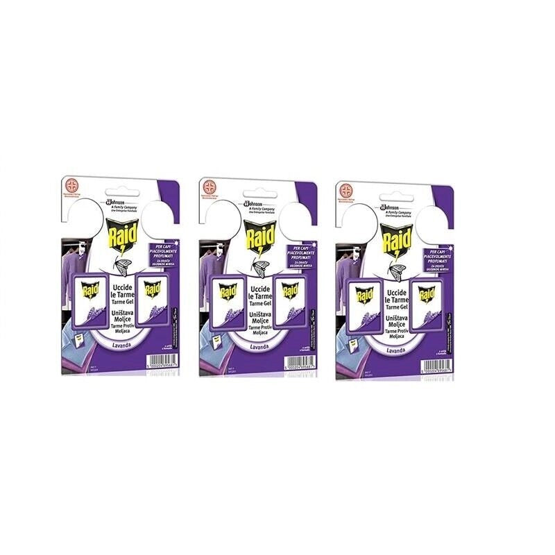 SET 6 RAID TARMICIDA GEL PROFUMATO LAVANDA IN CONFEZIONE DA 2 PEZZI CIASCUNA