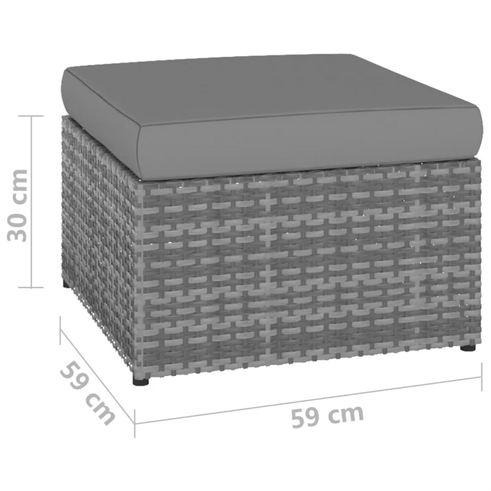 Sedia da Giardino con Poggiapiedi in Polyrattan Antracite 48193