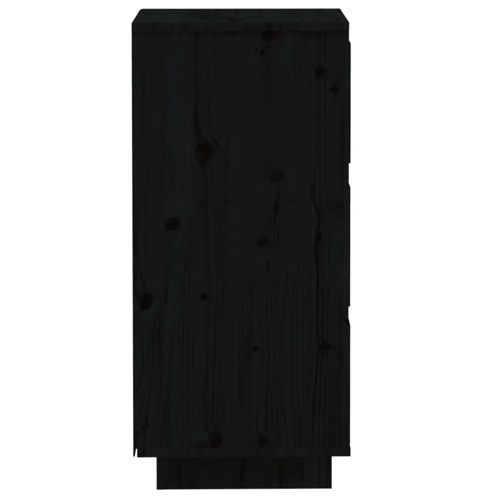 Credenze Nere 2 pz 32x34x75 cm in Legno Massello di Pino 813374