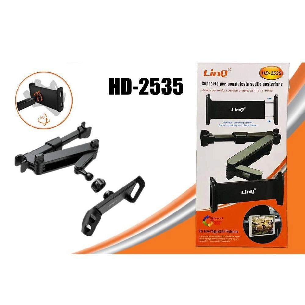 Trade Shop - Supporto Staffa Poggiatesta Sedile Posteriore Auto Per Smartphone Tablet Hd-2535 -