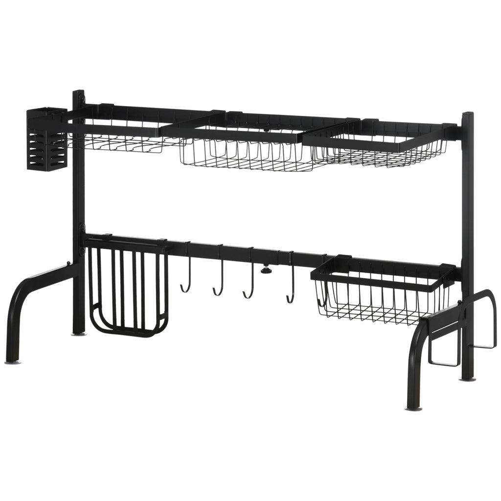 Scolapiatti a due livelli sopra lavello ¨C Zephmum ¨C Nero, acciaio, 93x30x52 cm