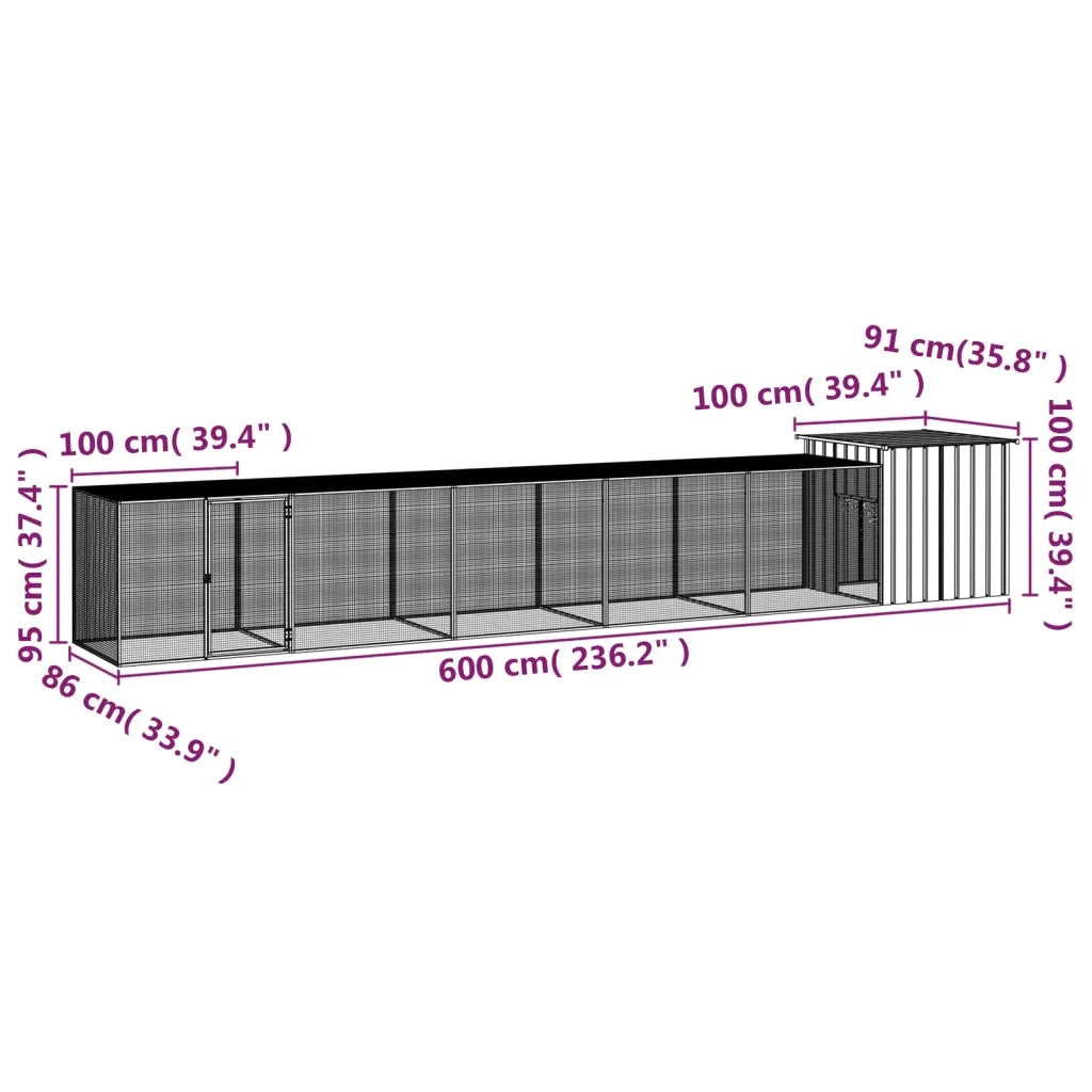 Gabbia per Polli Antracite 600x91x100 cm Acciaio Zincato cod mxl 41447