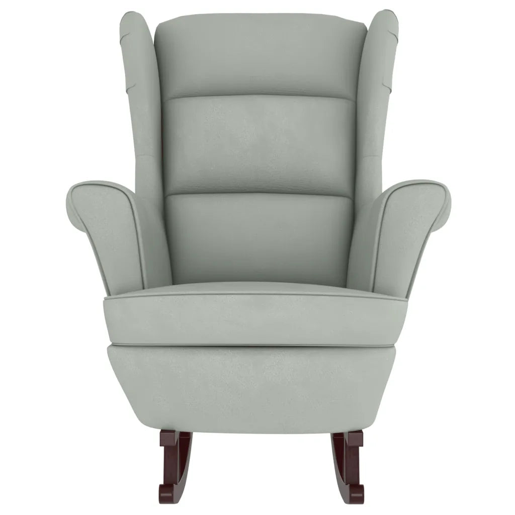 Sedia a dondolo con schienale alto in velluto grigio chiaro 3121230