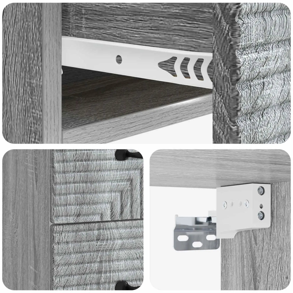 Mobiletto da notte a muro 2 pcs Grigio Sonoma 34,5 x 33 x 40 cm 898648