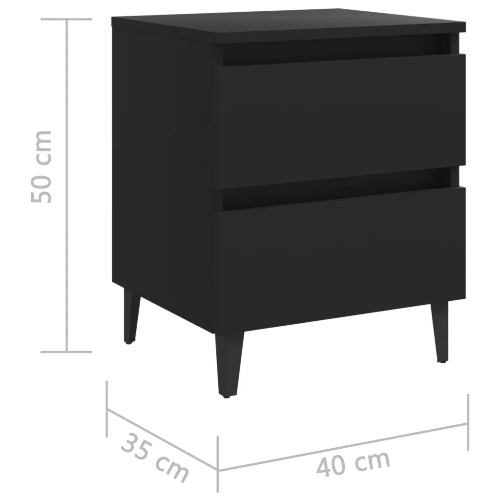 Comodino Nero 40x35x50 cm in Legno Multistrato 805871