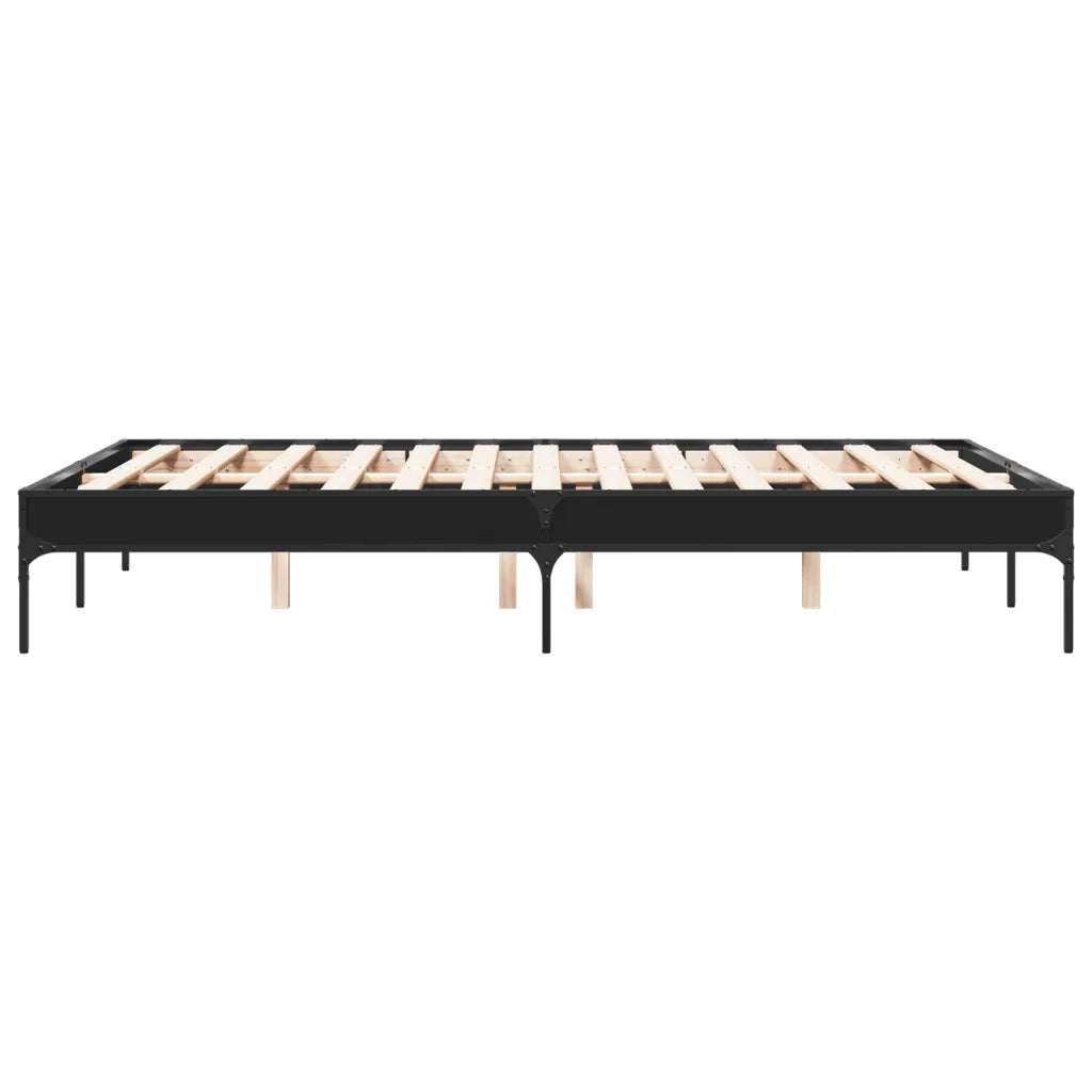 Giroletto-Struttura Letto Nero 120x200 cm in Legno Multistrato e Metallo 329288