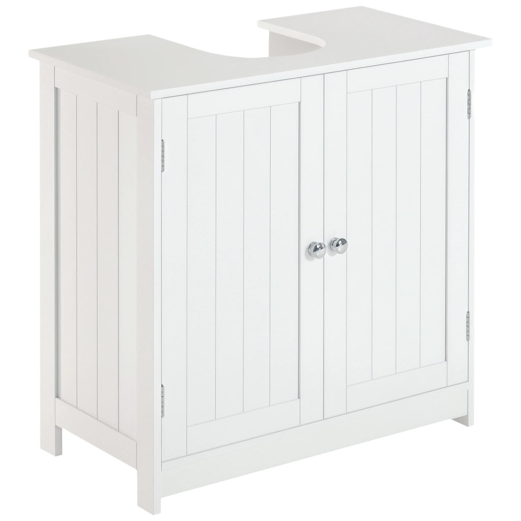 Mobiletto Bagno con 2 Ante e Ripiano Regolabile ¨C zephmum ¨C Bianco 60x30x60 cm