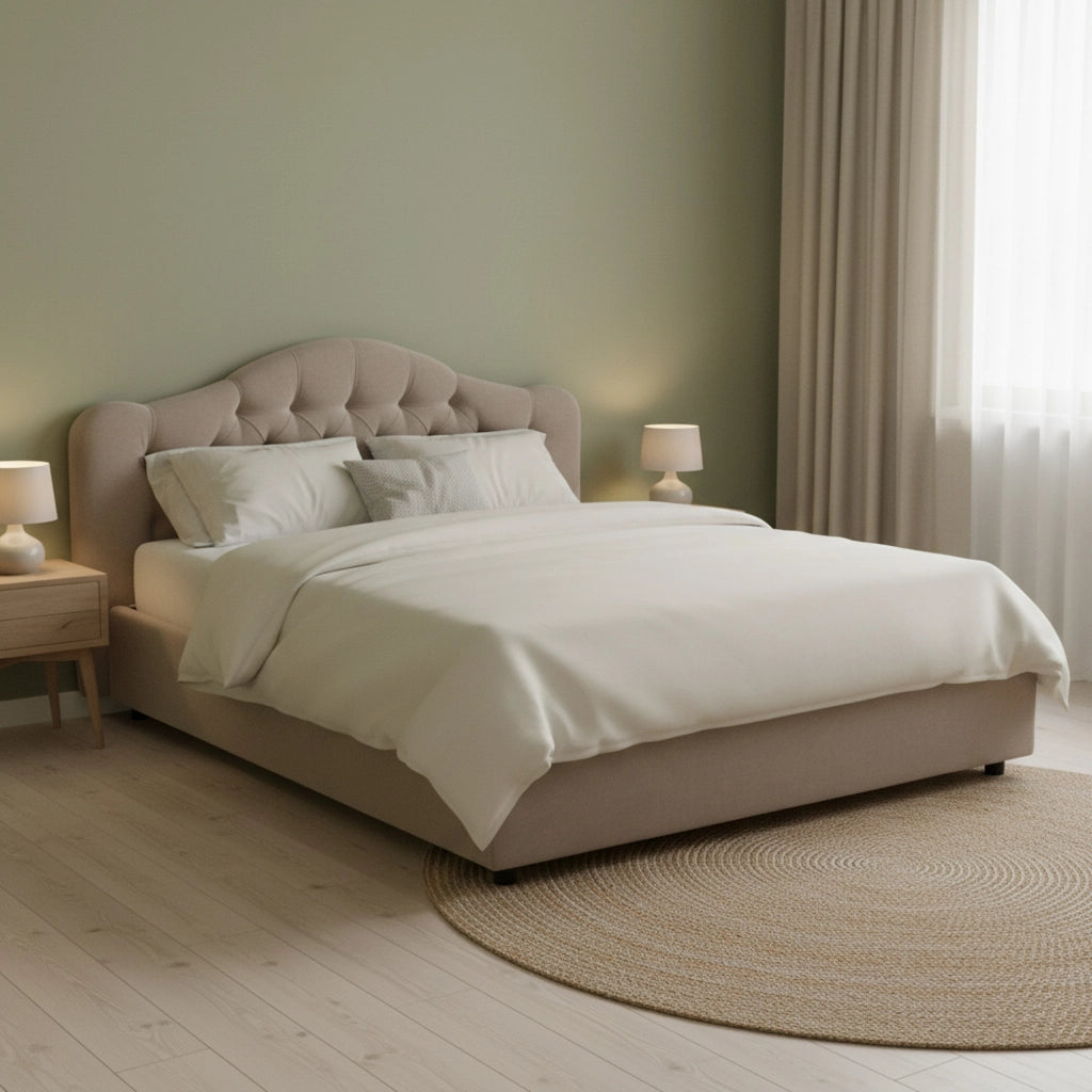 Letto Matrimoniale Allik, Letto Matrimoniale Materasso Incluso Made in Italy, Grigio Tortora\