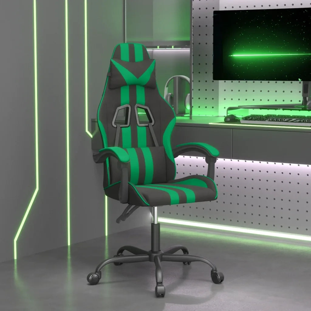 Sedia da Gaming | Sedia da e-sports Girevole Nera e Verde in Similpelle