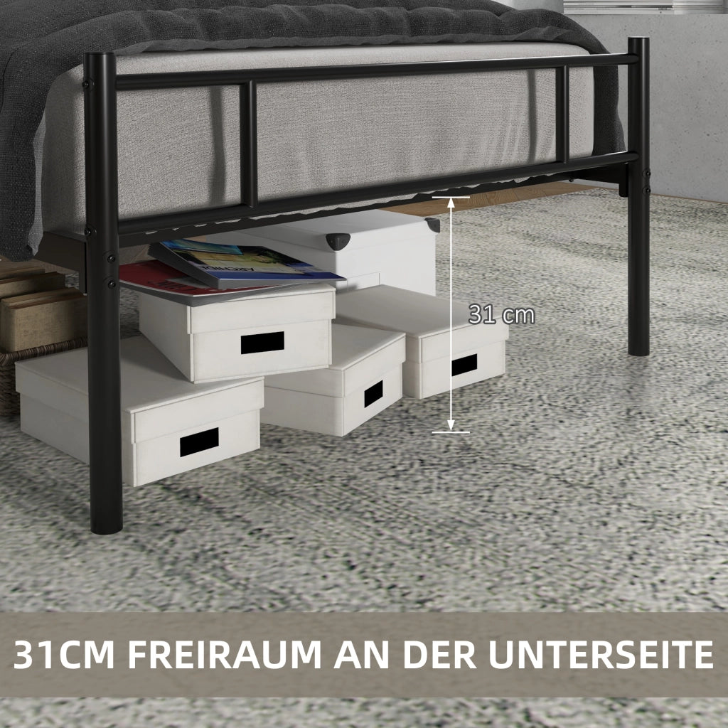 Letto in metallo con rete a doghe ¨C zephmum ¨C nero 90x200 cm
