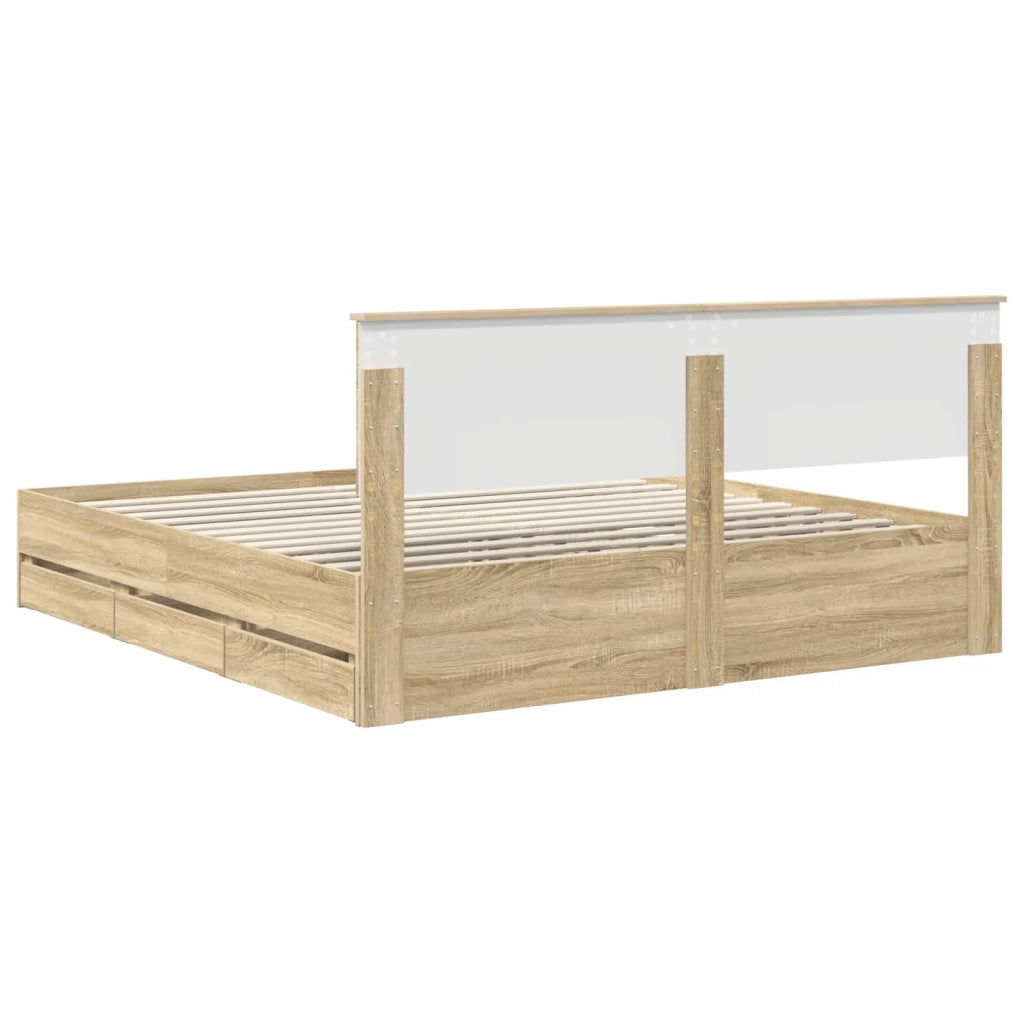 Struttura del letto con cassetto Rovere Sonoma 200 x 200 cm 3407951