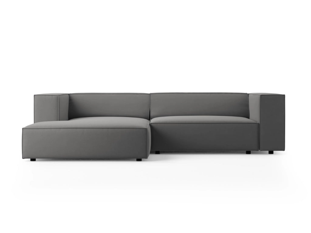 Cosmopolitan Design - Divano angolare sinistro "Arendal" 3 posti in velluto cemento 