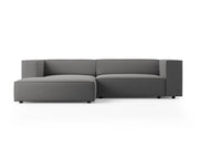 Cosmopolitan Design - Divano angolare sinistro "Arendal" 3 posti in velluto cemento 