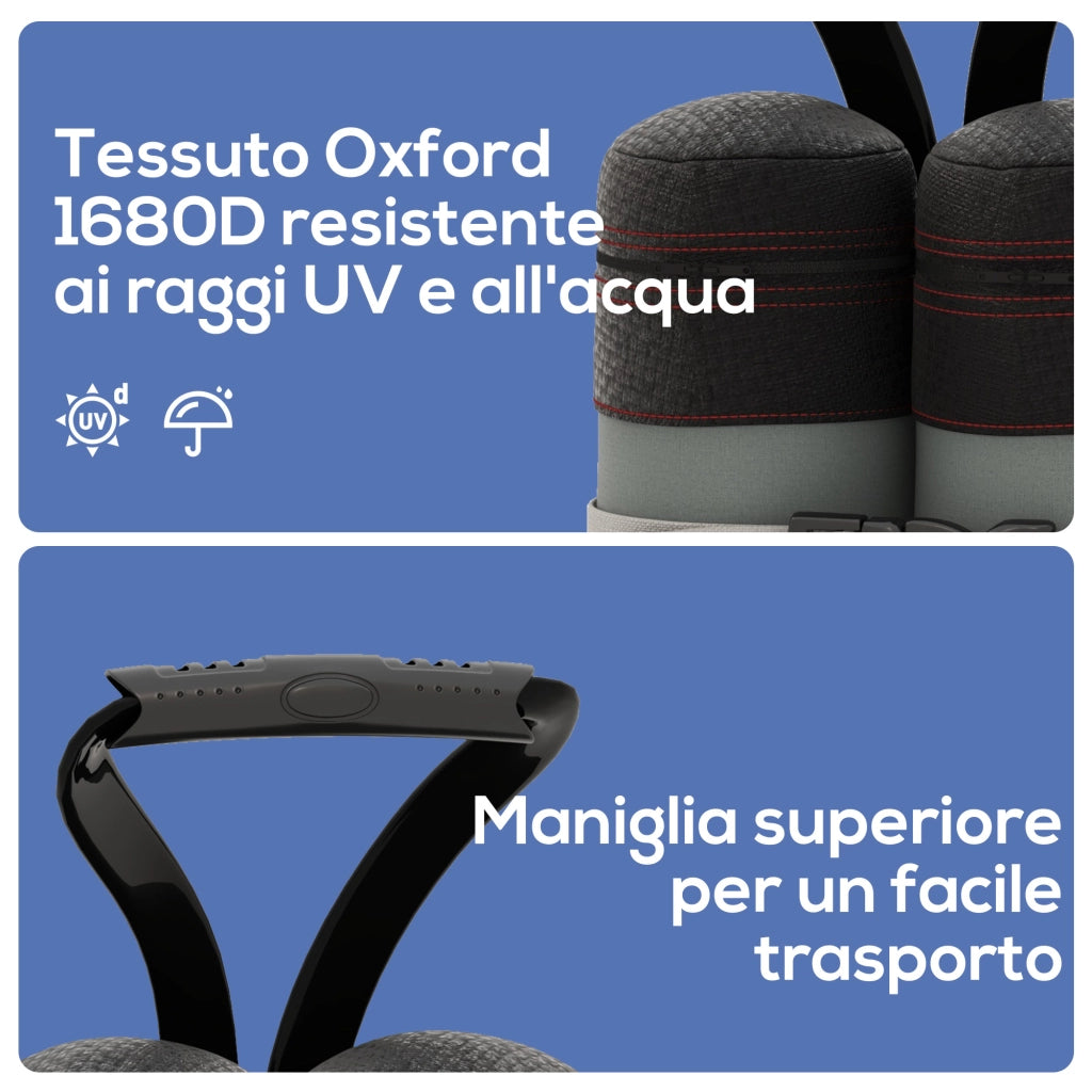 Set 4 Pesi Riempibili per Gazebo ¨C Xylo ¨C Tessuto Oxford 168D Nero e Grigio 20x10x43cm
